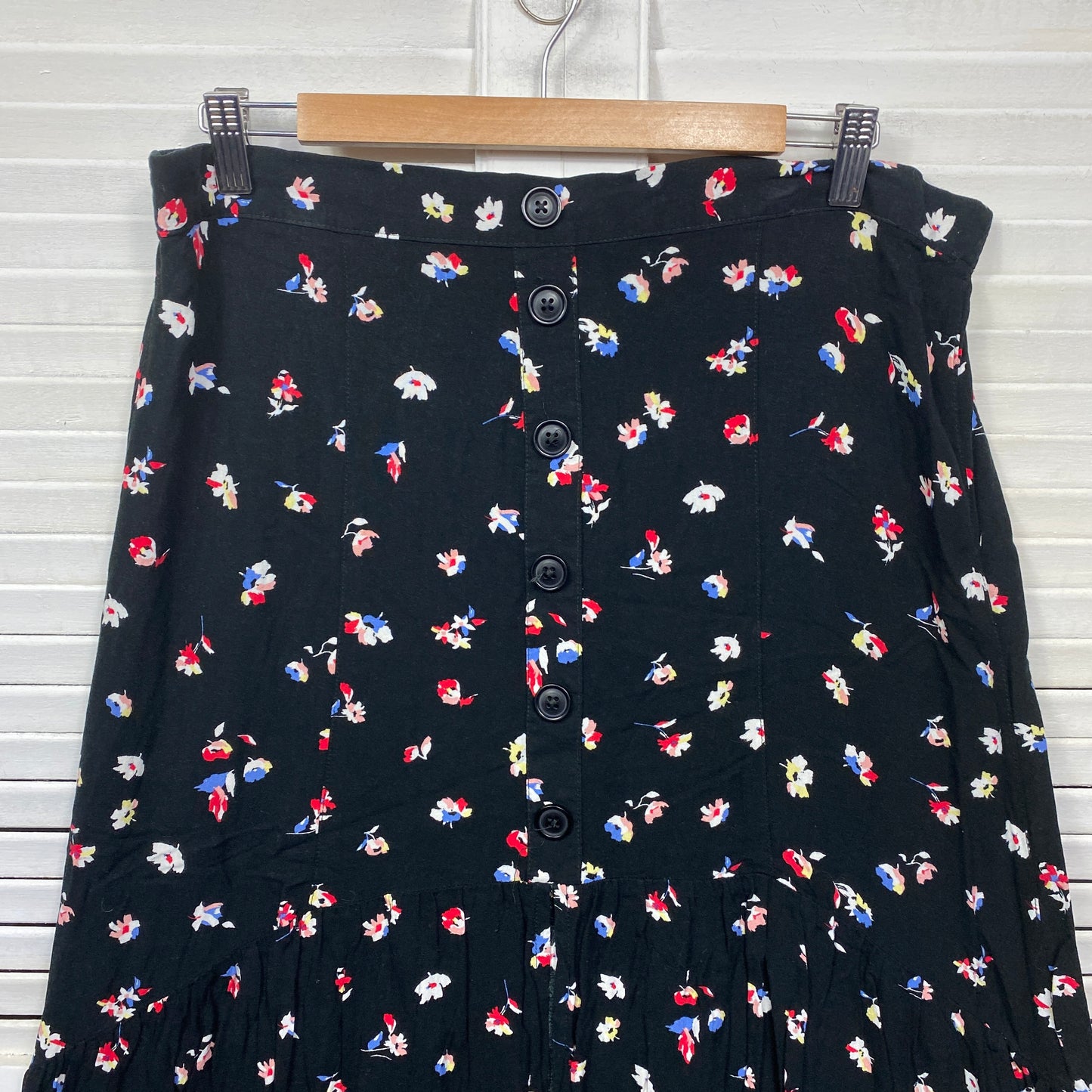 Anko Skirt Size 16 Plus Black Floral Midi Length Viscose