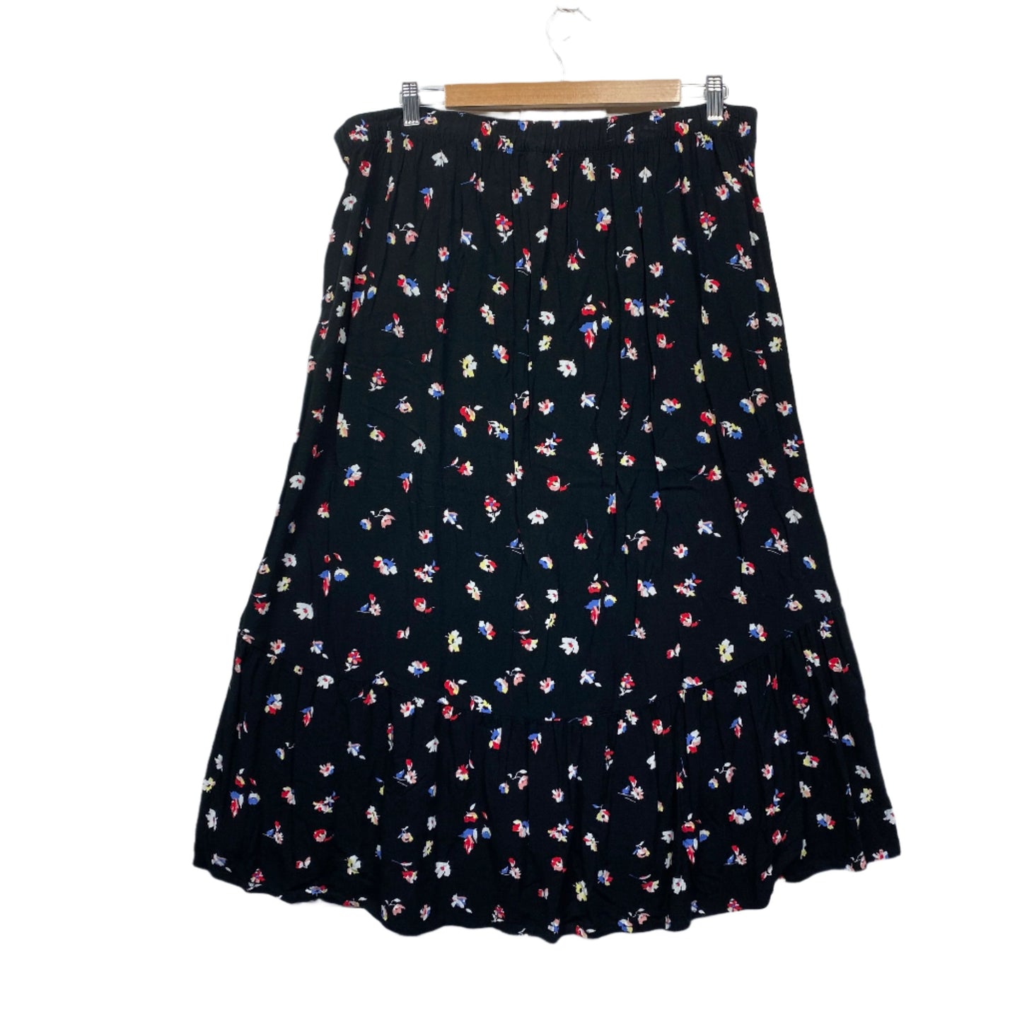 Anko Skirt Size 16 Plus Black Floral Midi Length Viscose