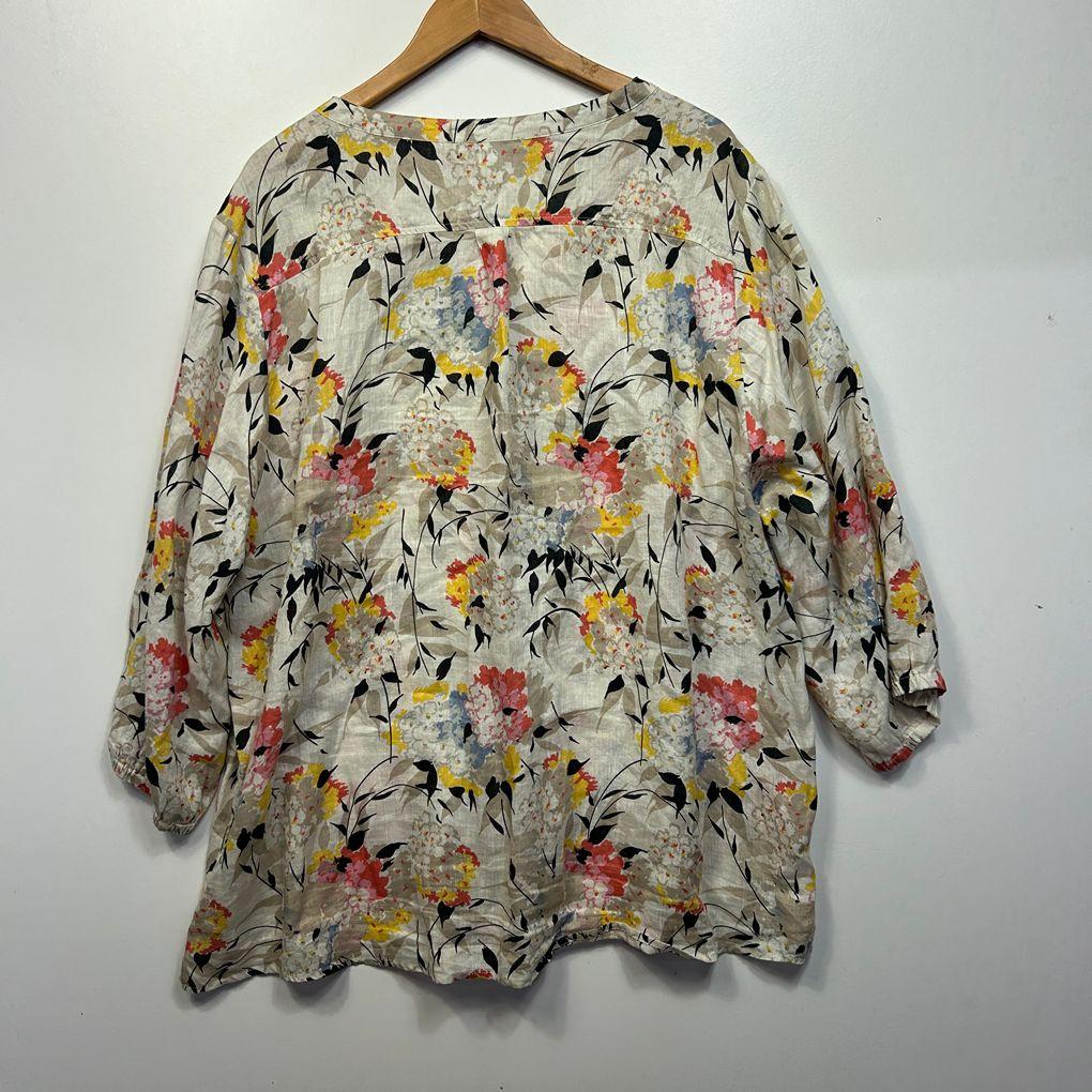 Suzanne Grae Linen Multicoloured Linen Top - Size 24