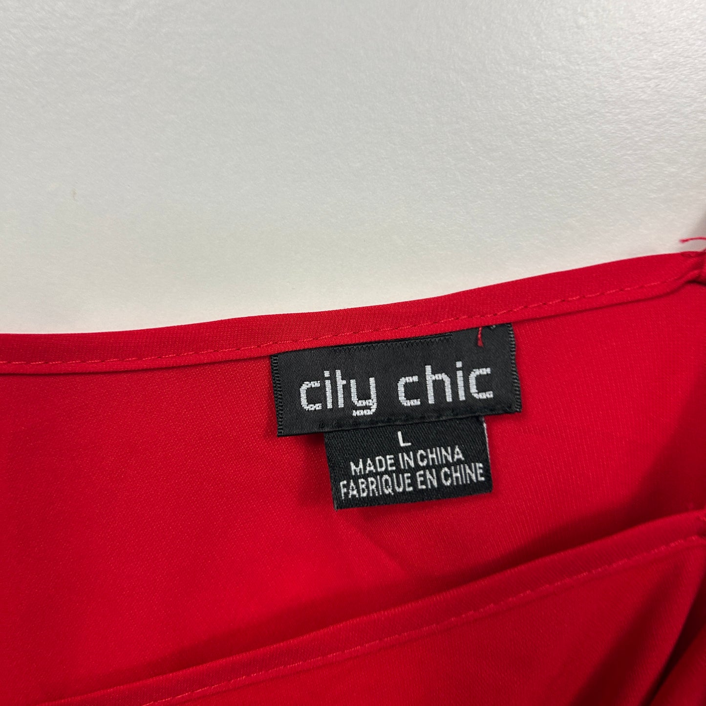 City Chic Red Cold Shoulder Top - Size 18/M