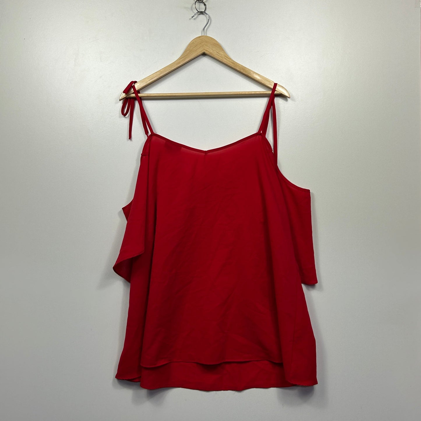 City Chic Red Cold Shoulder Top - Size 18/M