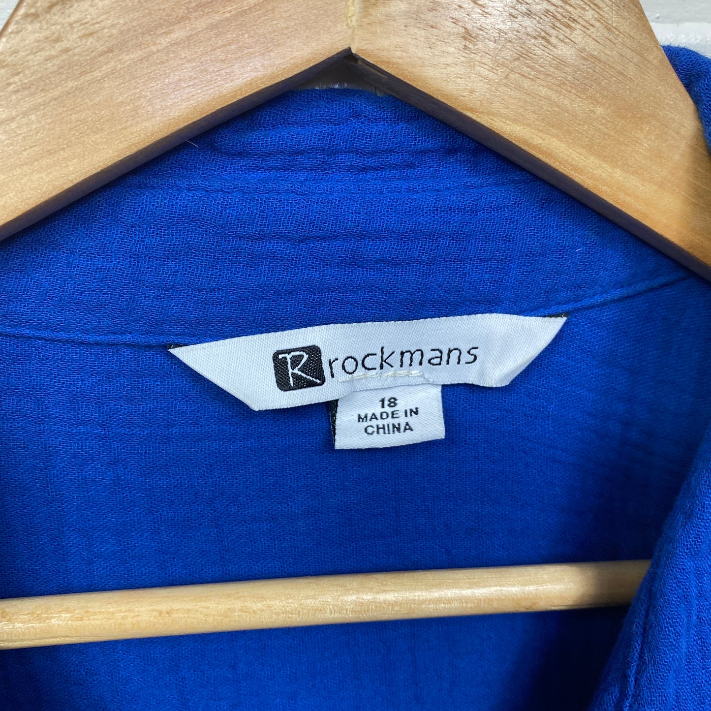 Rockmans Top Size 18 Long Sleeve Blue Viscose