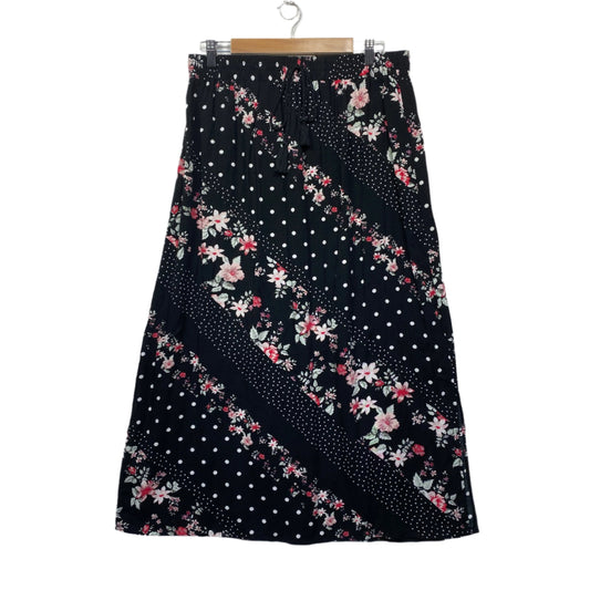 Edited Maxi Skirt Size 16 Black Floral Elastic Waist