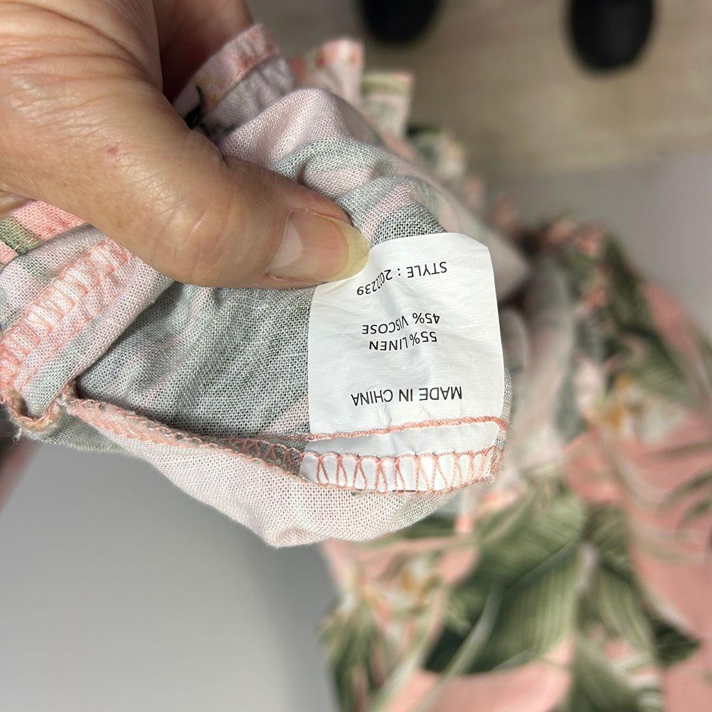 Autograph Pink Floral Linen Dress - Size 22