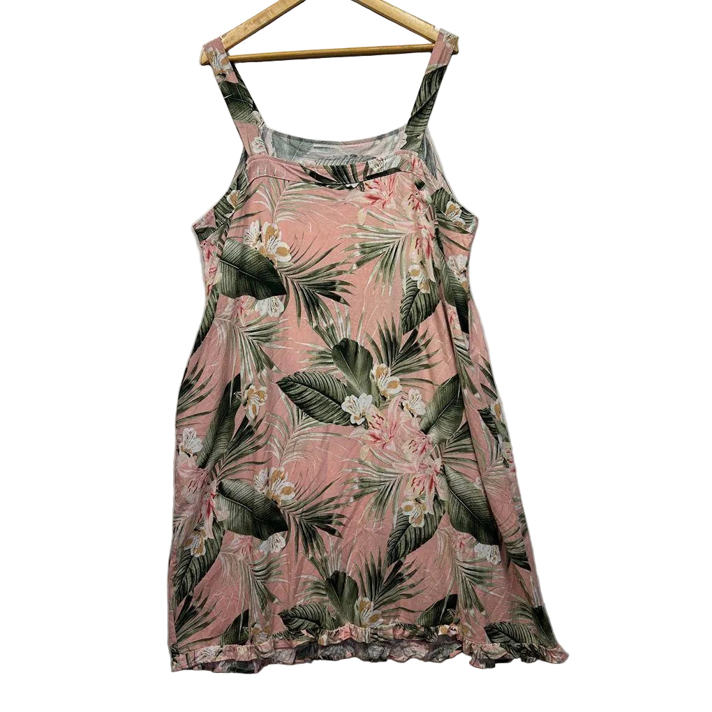 Autograph Pink Floral Linen Dress - Size 22