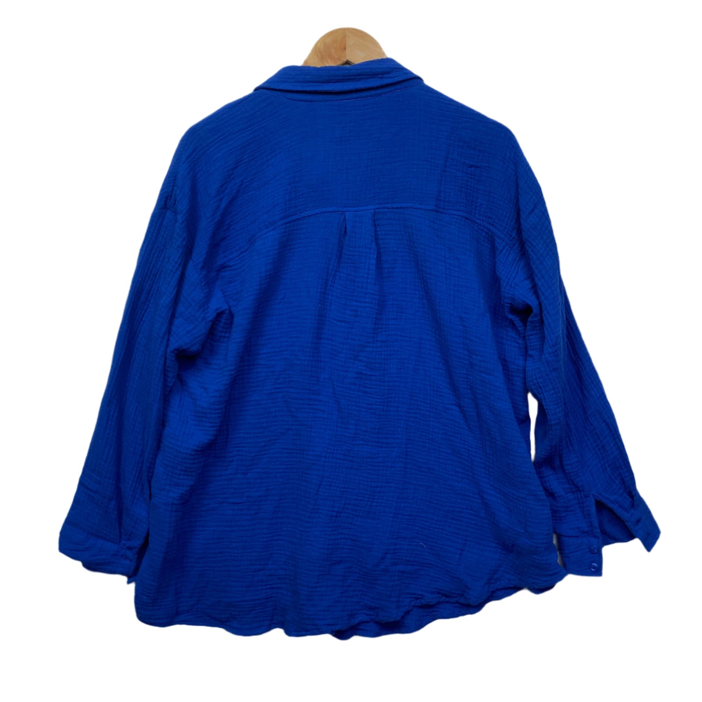 Rockmans Top Size 18 Long Sleeve Blue Viscose