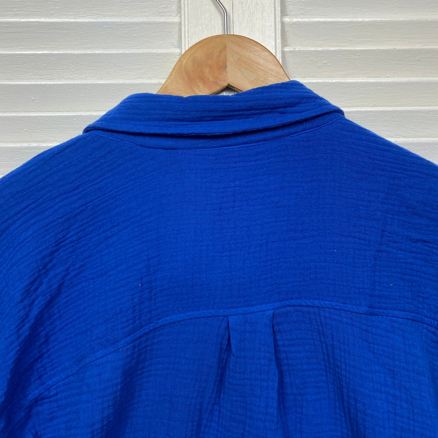 Rockmans Top Size 18 Long Sleeve Blue Viscose