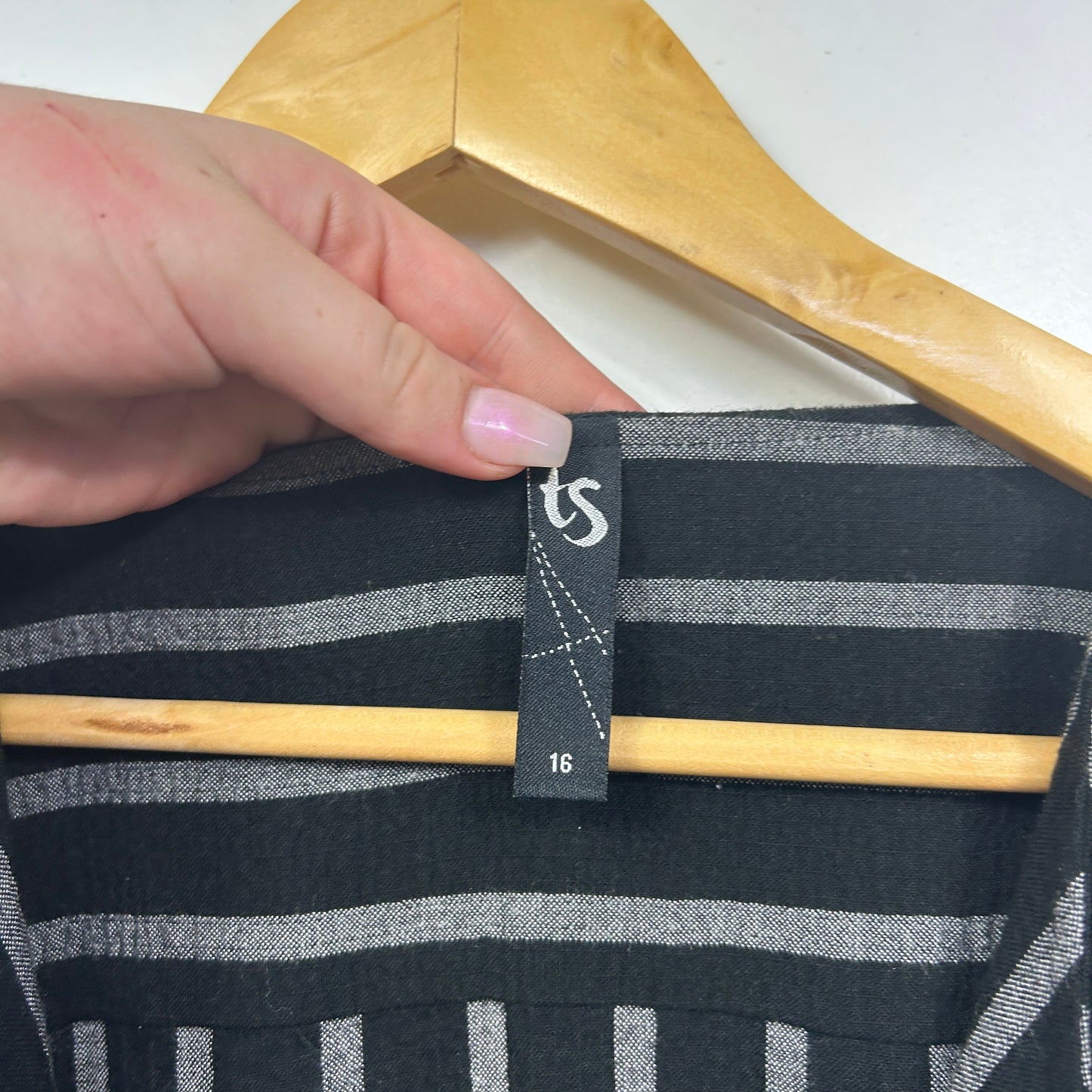 Taking Shape Black & Silver Striped Jacket Top  - Size 16