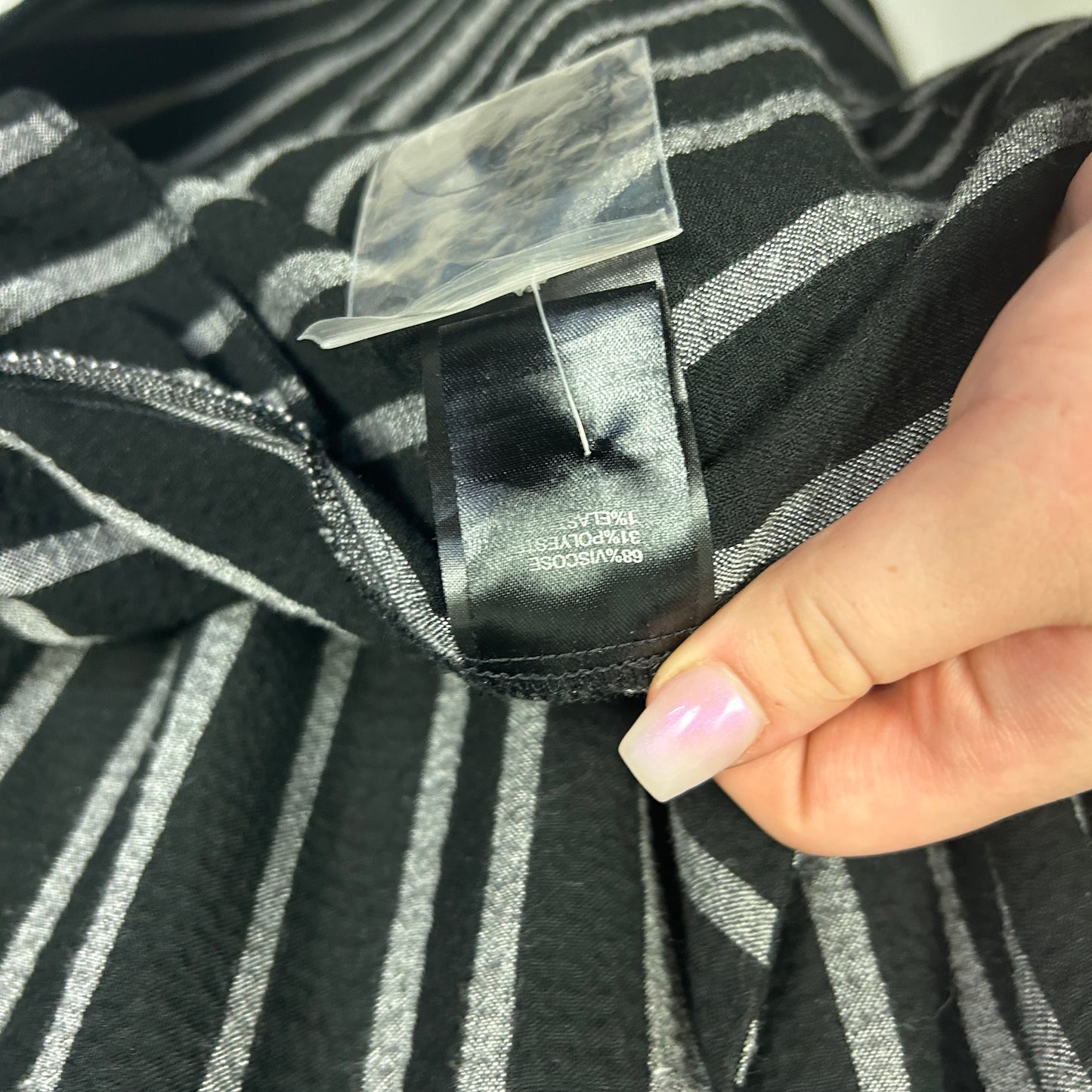 Taking Shape Black & Silver Striped Jacket Top  - Size 16