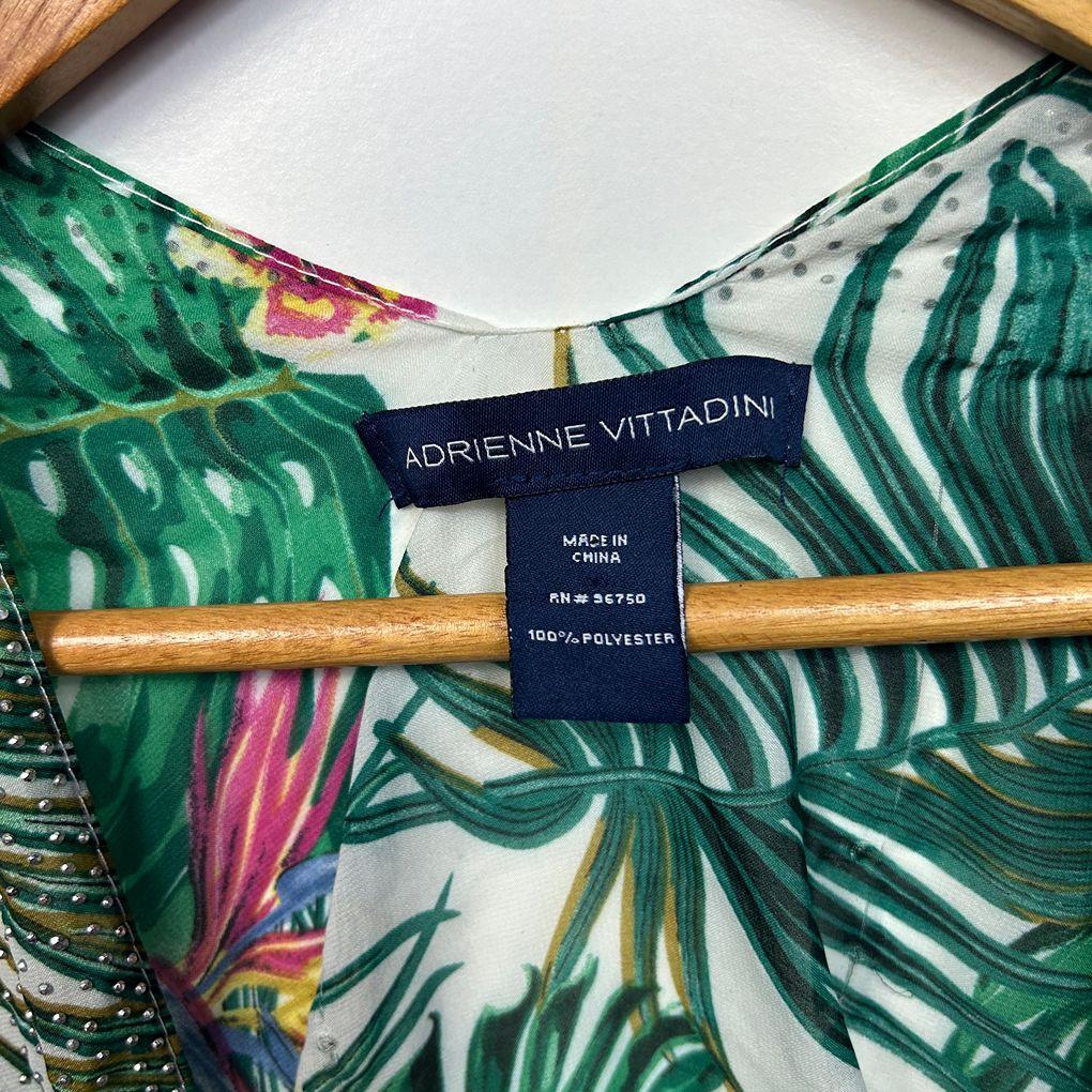 Adrienne Vittadini Green Tropical Print Kimono - One Size