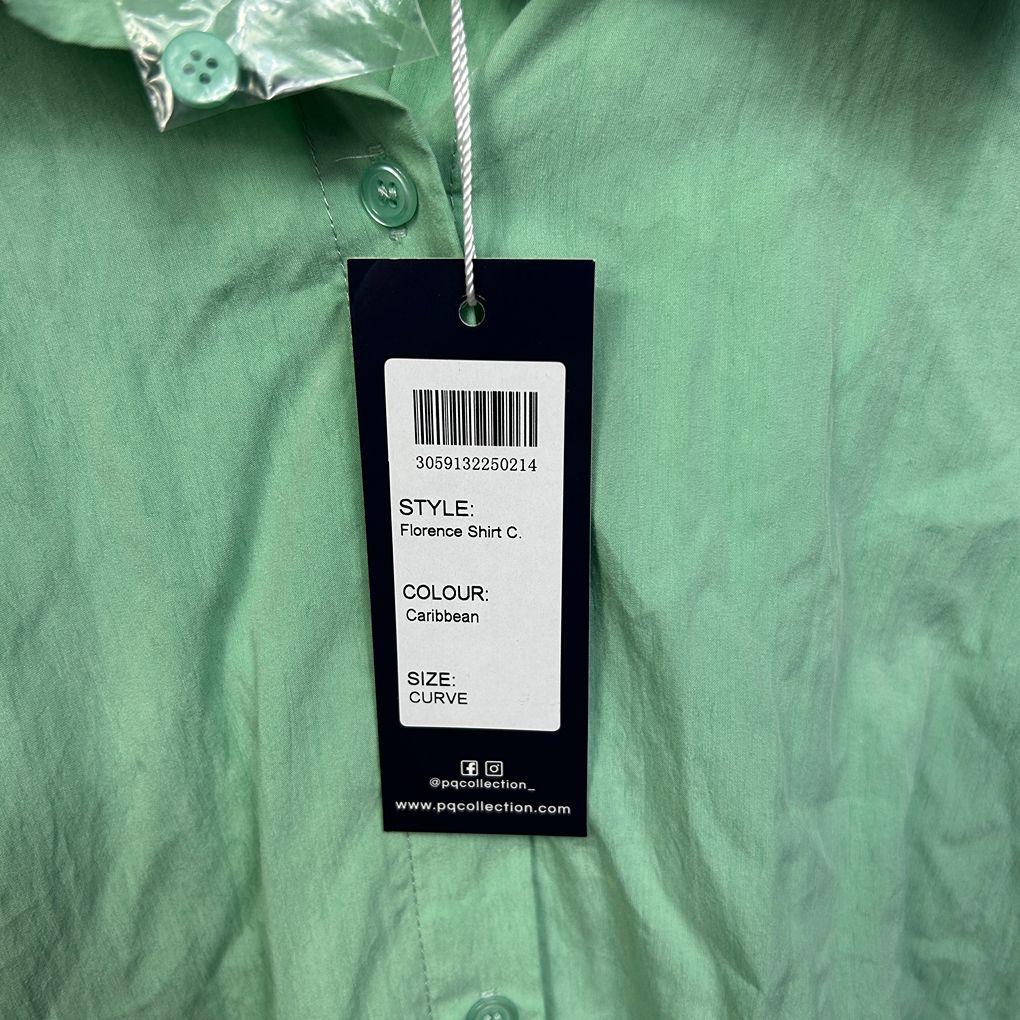 PQ Curve Collection Green Cotton Shirt - One Size 18/20/22
