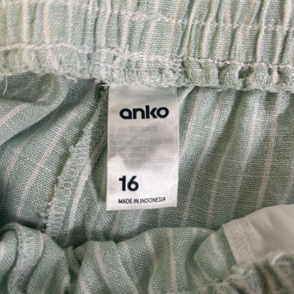Anko Sage Green Stripe Linen Wide Leg Pants - Size 16