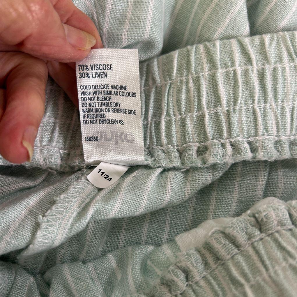 Anko Sage Green Stripe Linen Wide Leg Pants - Size 16