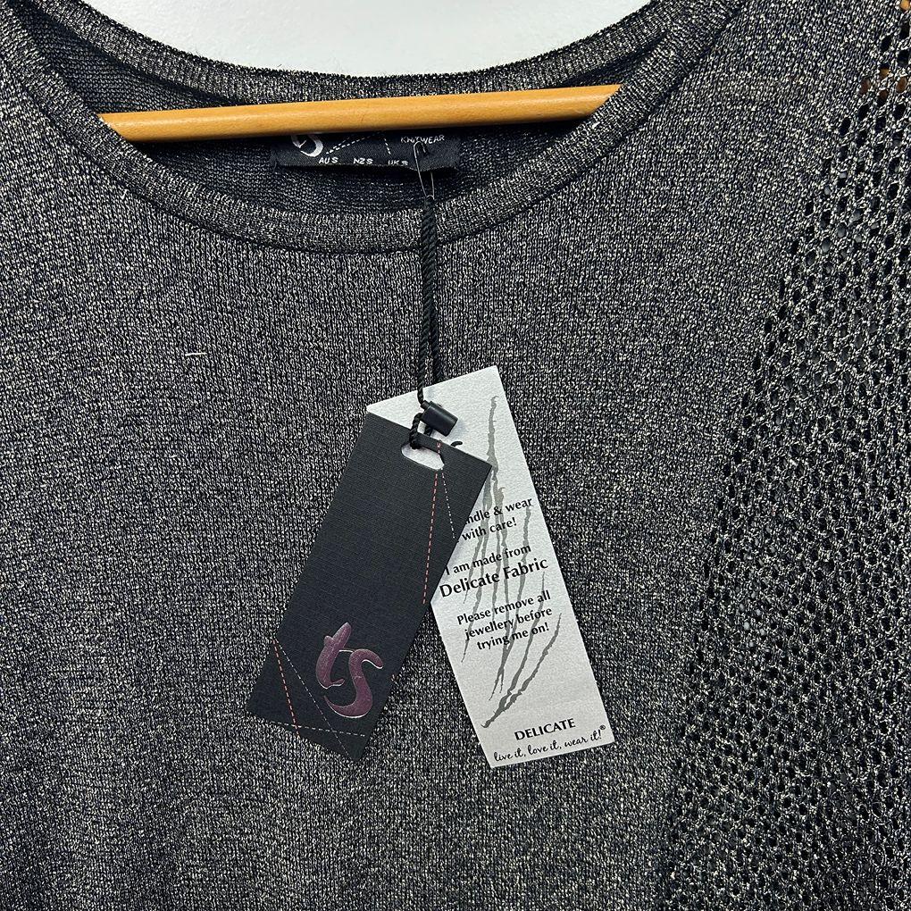Taking Shape Charcoal Metallic Knit Top - Size 16/S