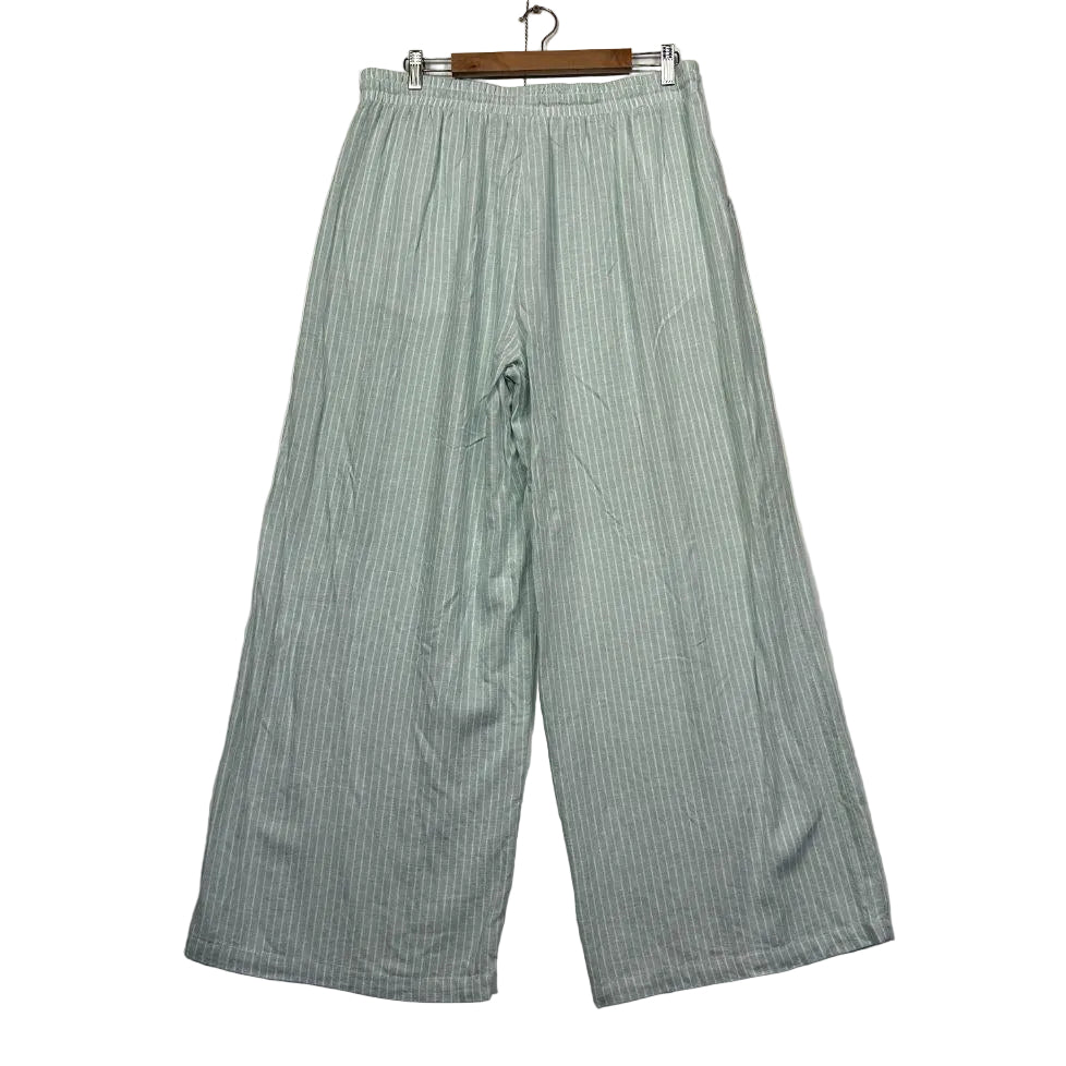 Anko Sage Green Stripe Linen Wide Leg Pants - Size 16