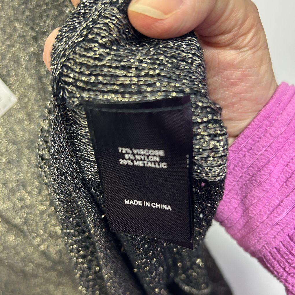 Taking Shape Charcoal Metallic Knit Top - Size 16/S
