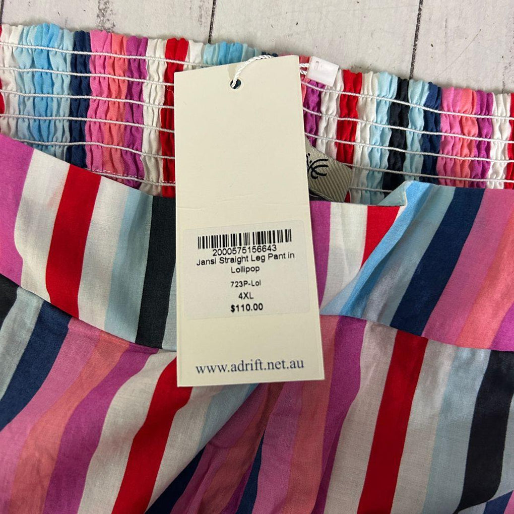 Adrift Multicoloured Striped Cotton Pants - Size 18/20/4XL