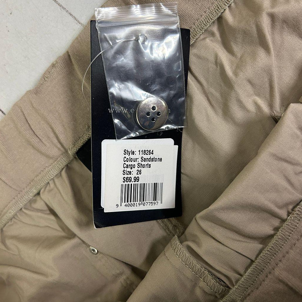 Sara Sandstone Cotton Shorts - Size 26
