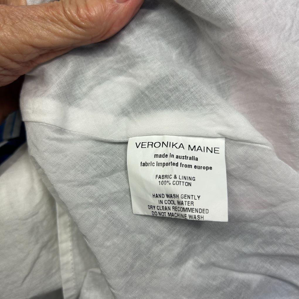 Veronika Maine Tropical Print Cotton Fit and Flare Dress - Size 14