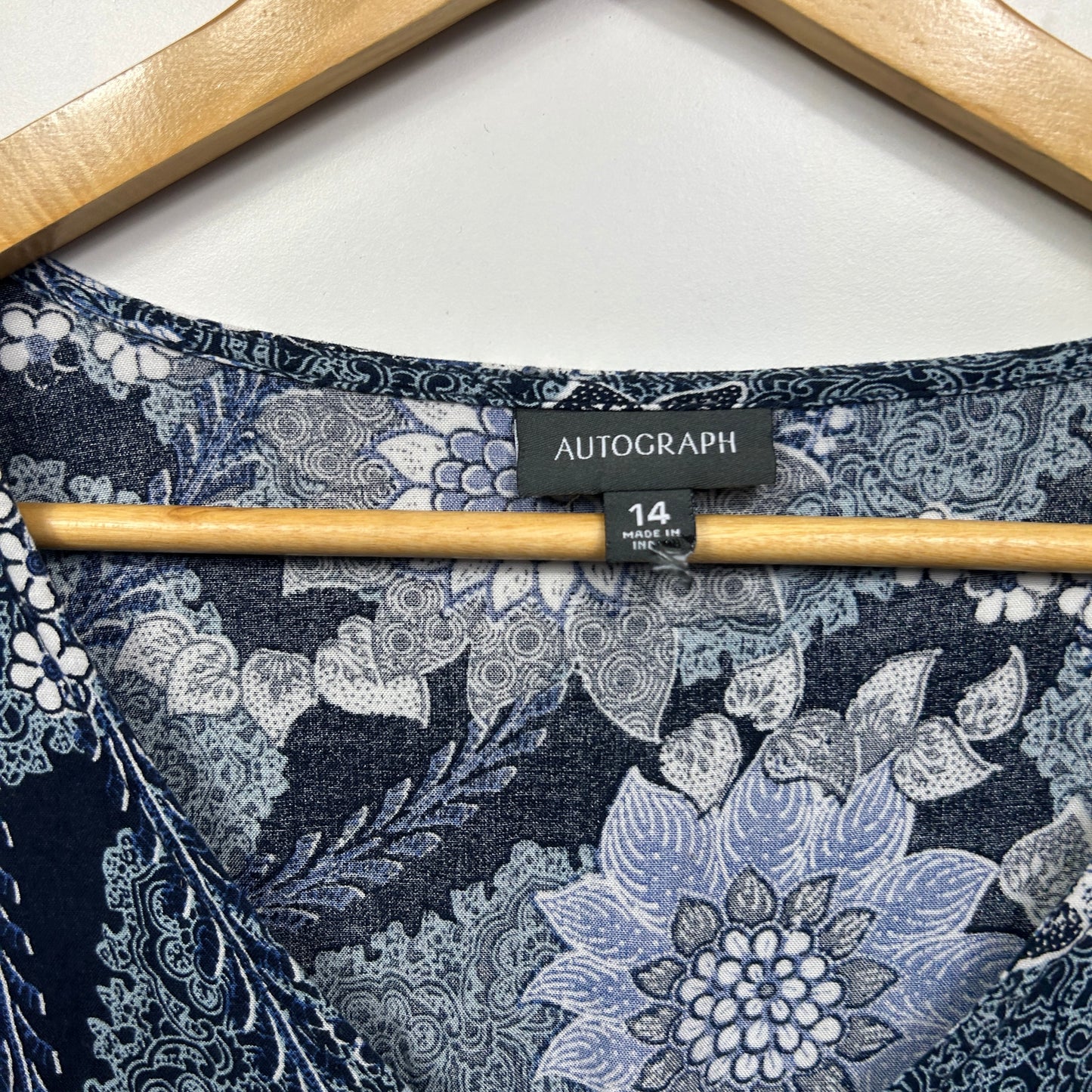 Autograph Dress Size 14 Blue Paisley Print Floral