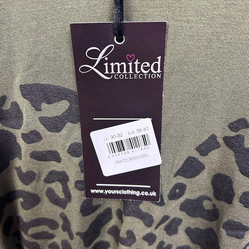 Yours Khaki Print Top - Size 30-32