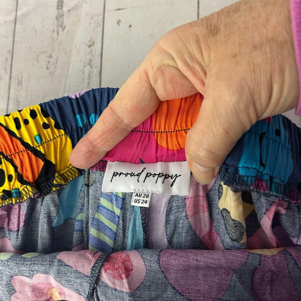 Proud Poppy Multicoloured Print Pants - Size 28