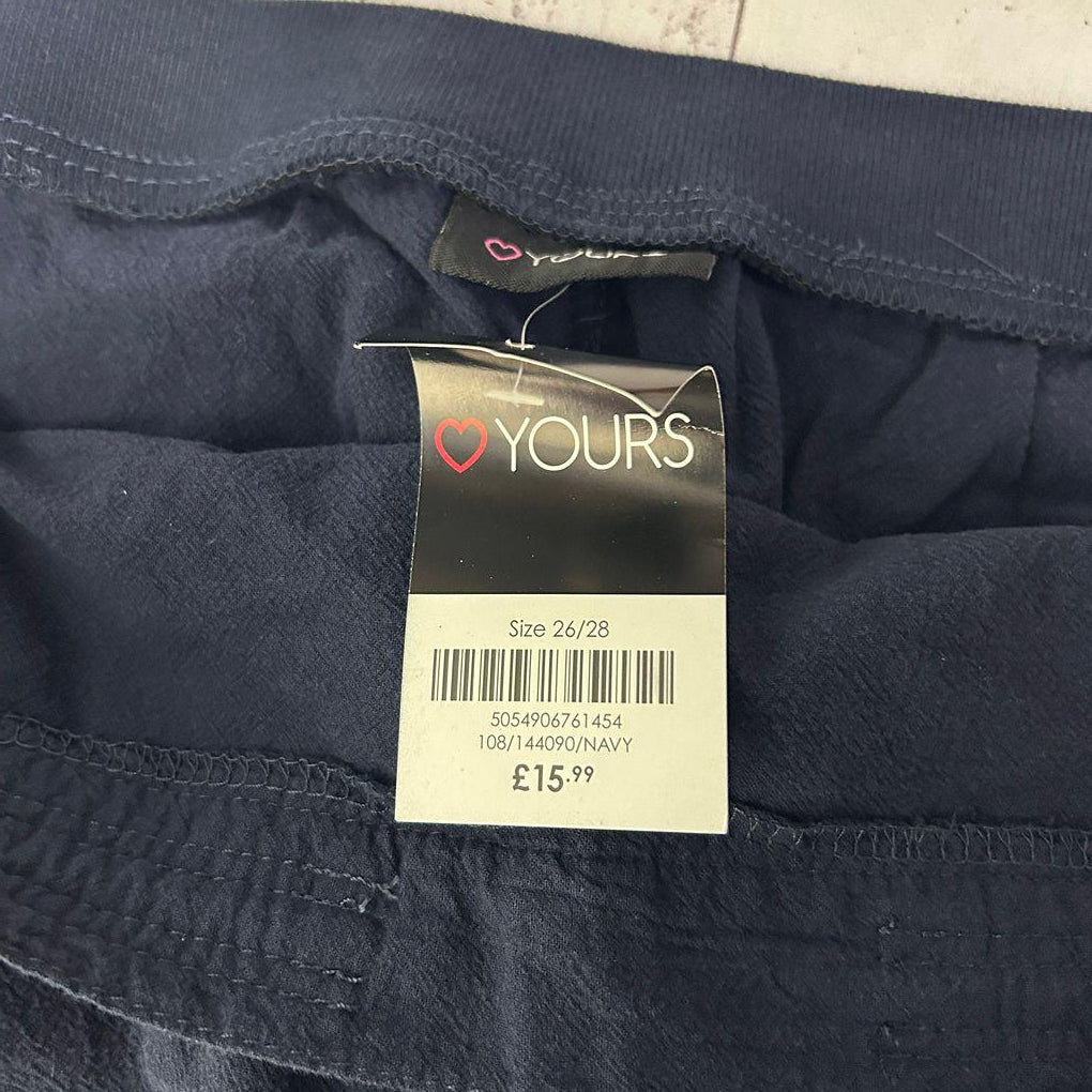 Yours Navy Cotton Shorts - Size 26/28