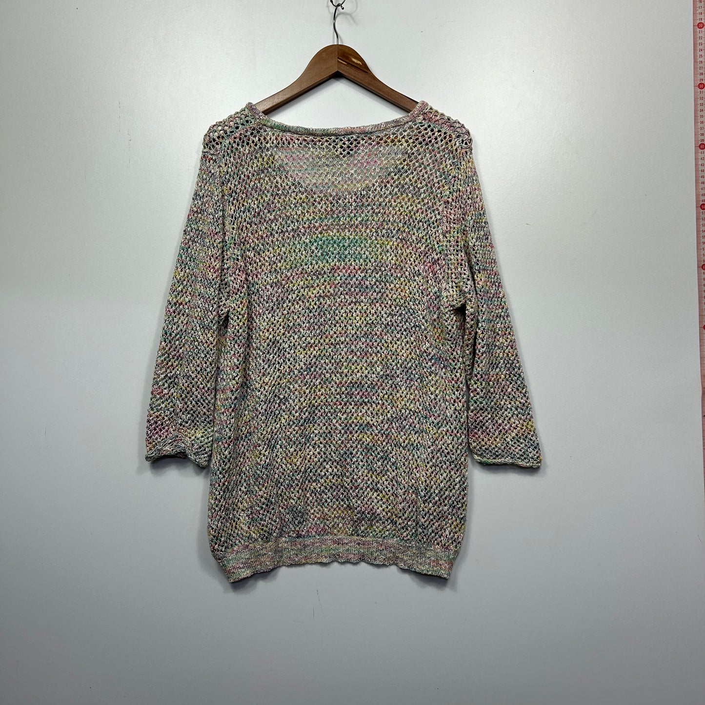 City Chic Multicoloured Open Knit Top - Size 18/M