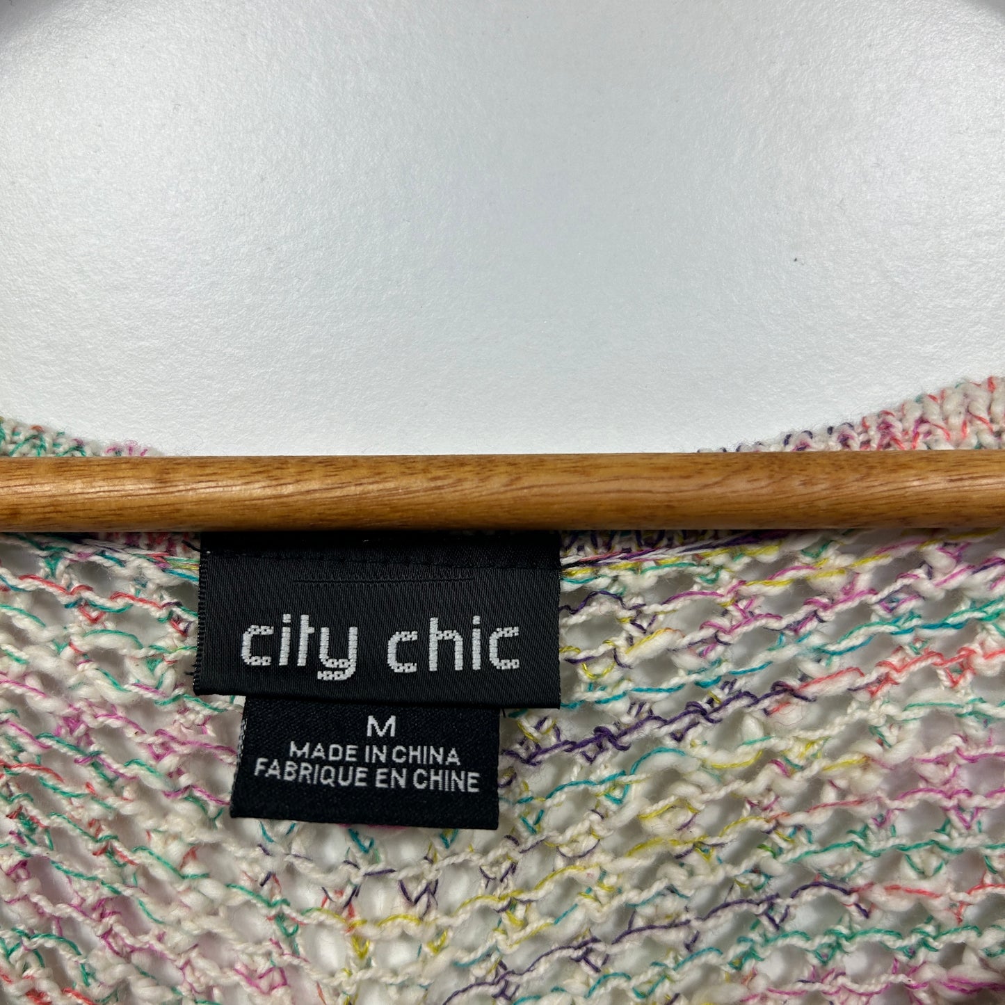 City Chic Multicoloured Open Knit Top - Size 18/M