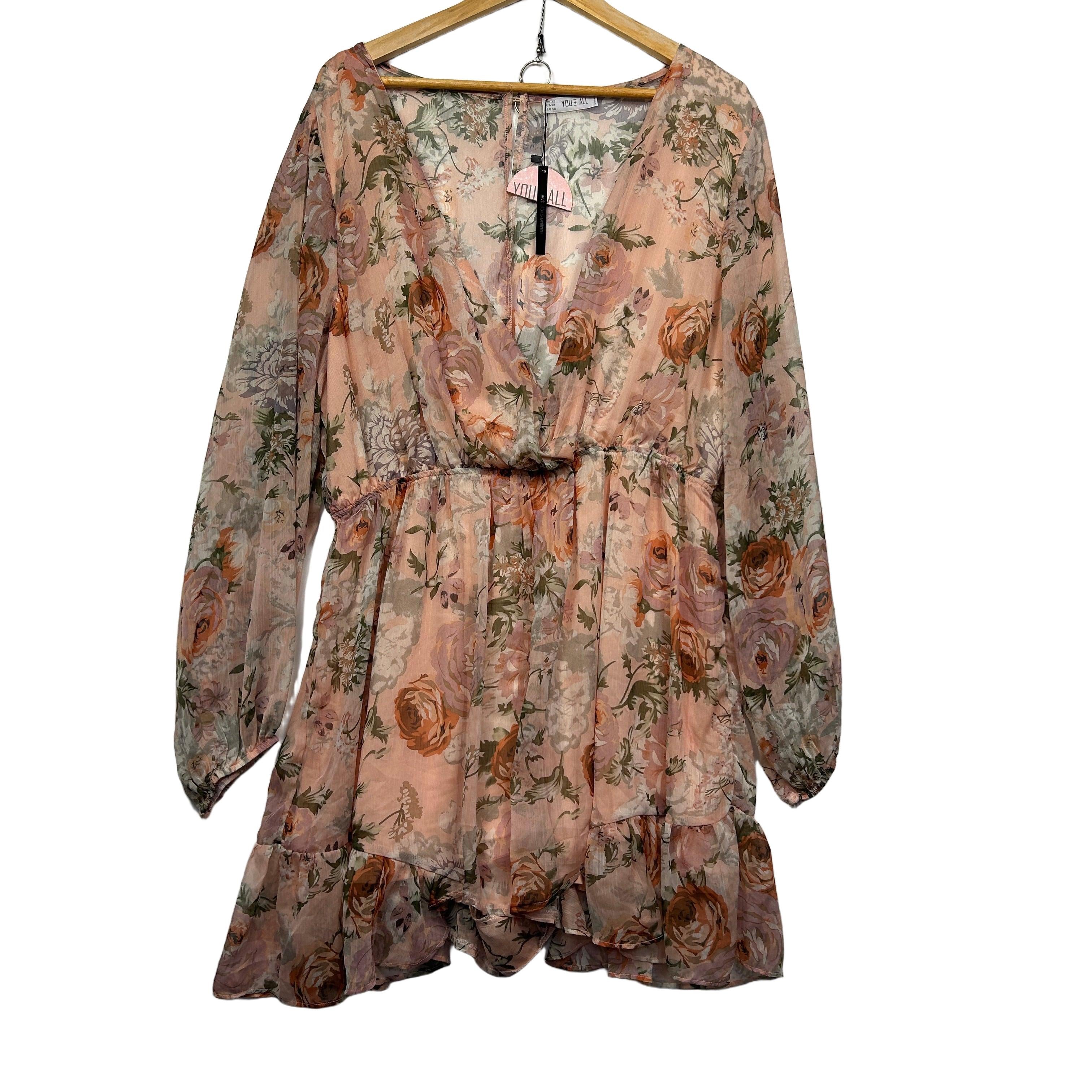 You and All Pink Floral Print Dress - Size 22