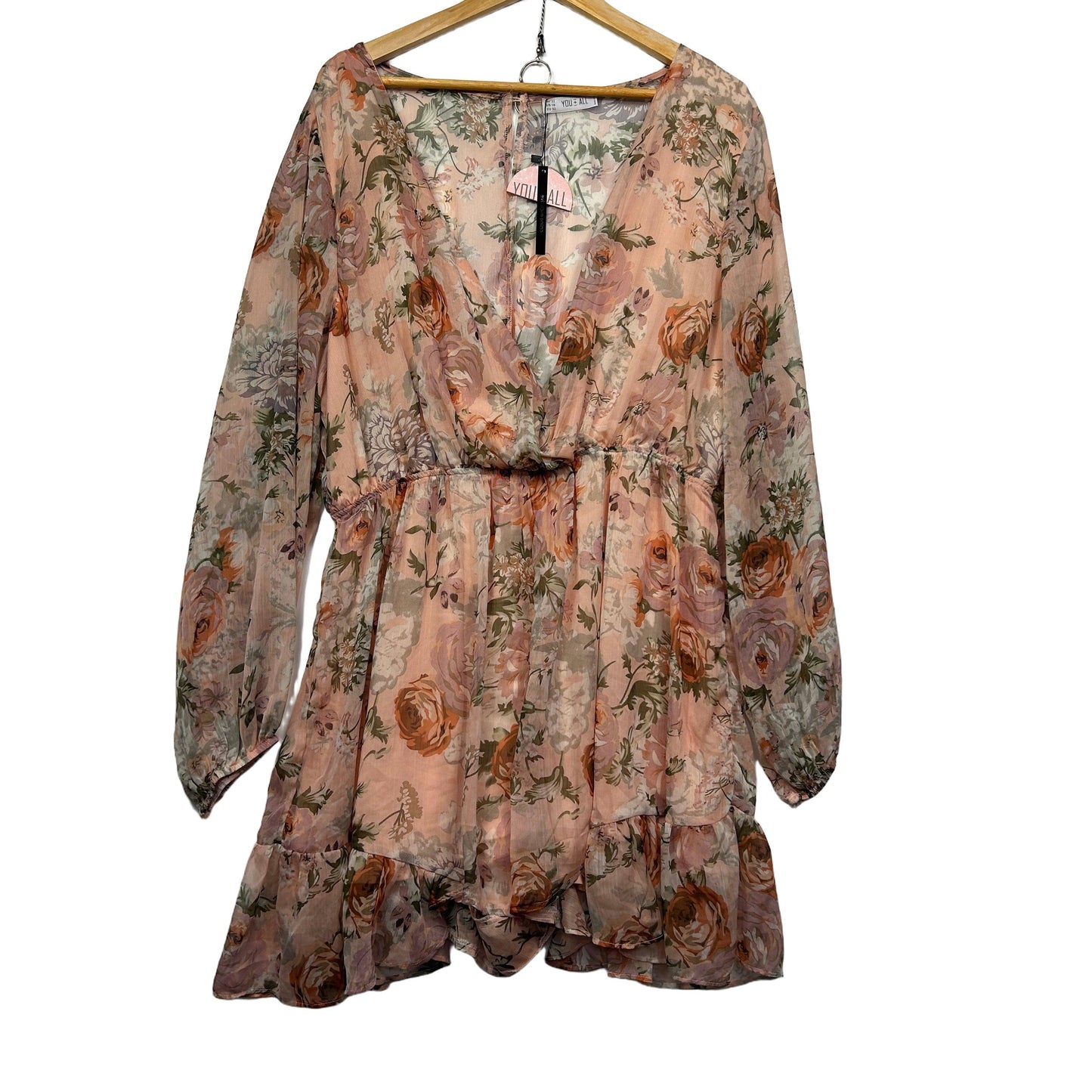 You and All Pink Floral Print Dress - Size 22