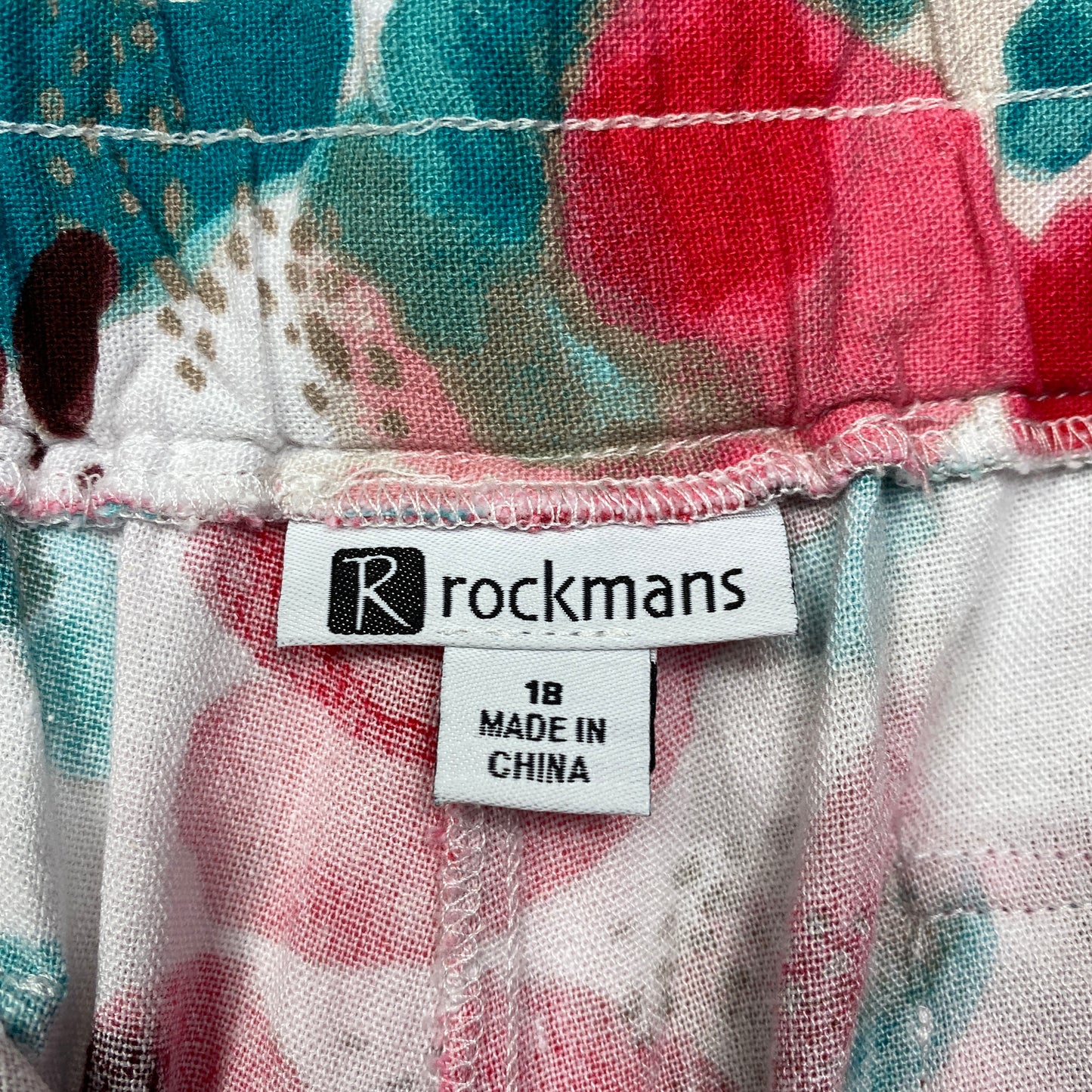 Rockmans Cropped Pants Size 18 Multicoloured Floral Pockets Linen Blend