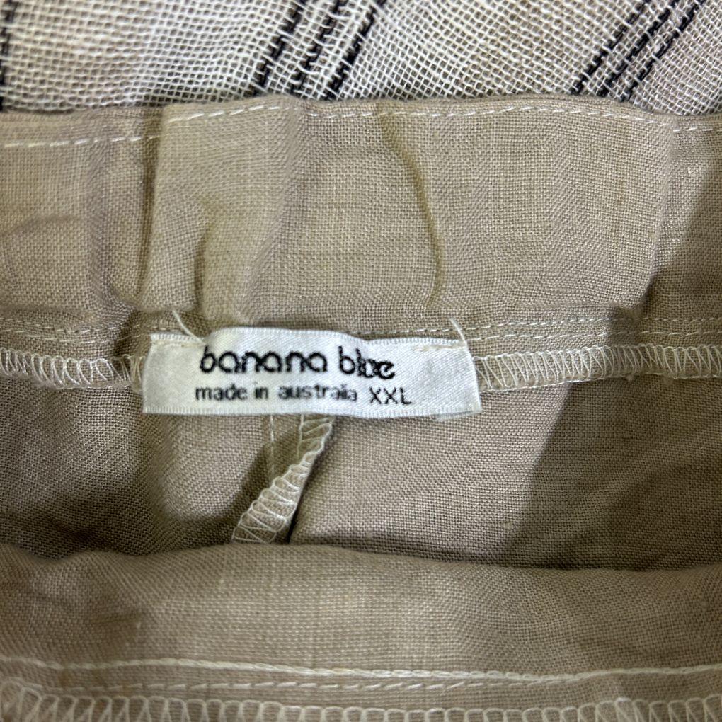 Banana Blue Natural Stripe Linen Asymmetric Skirt - Size XXL (Small marks)