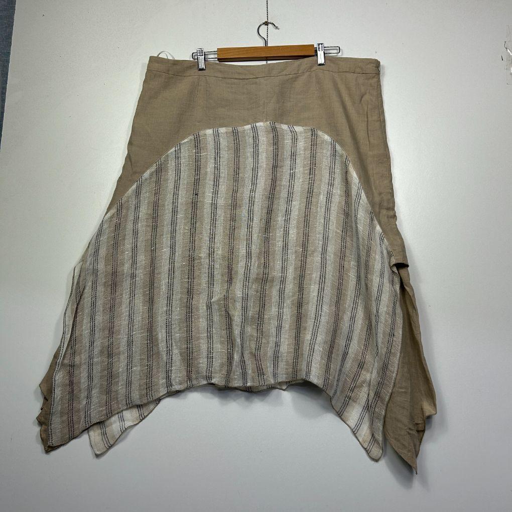 Banana Blue Natural Stripe Linen Asymmetric Skirt - Size XXL (Small marks)