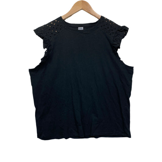 Anko Top Size 18 Black Embroidered Crochet Sleeve