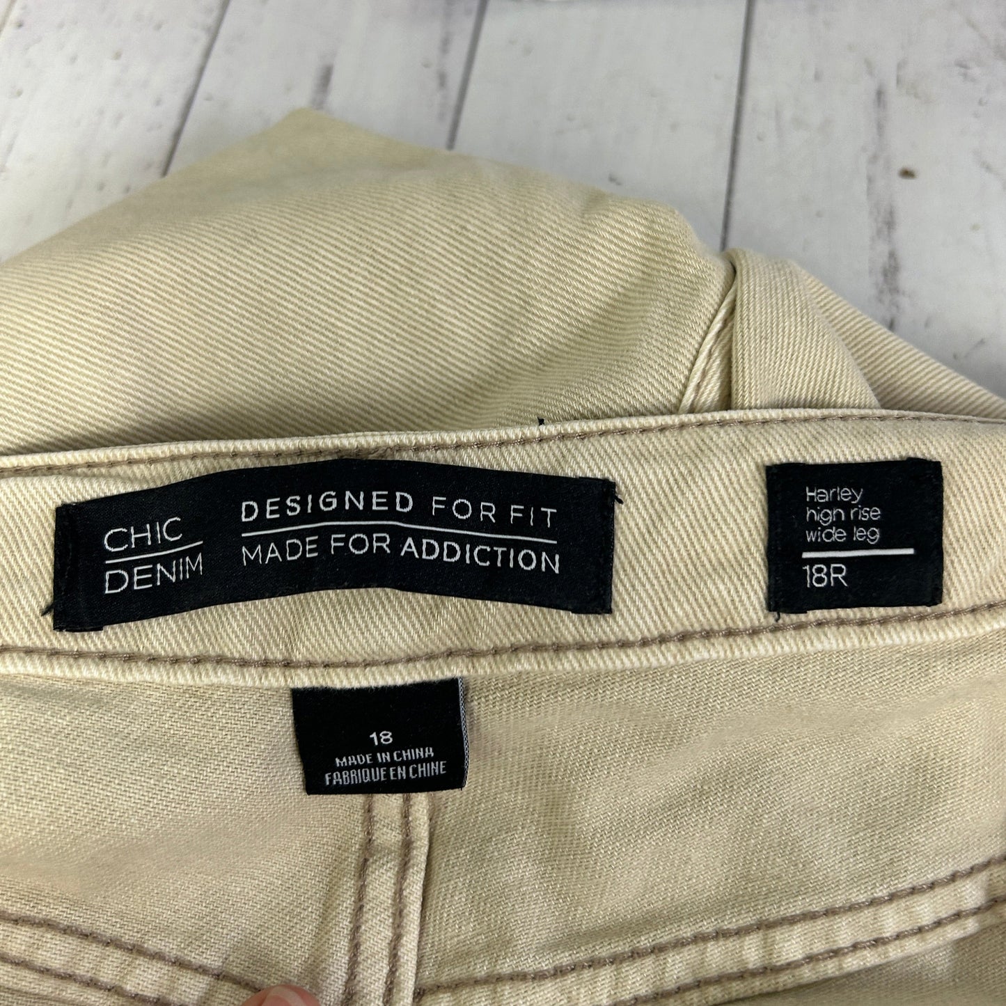 City Chic Beige Wide Leg Harley High Rise Jeans - Size 18R