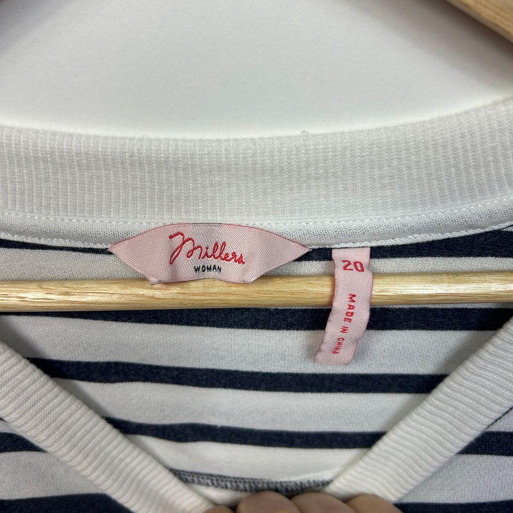 Millers Navy Striped Cotton Jumper - Size 20