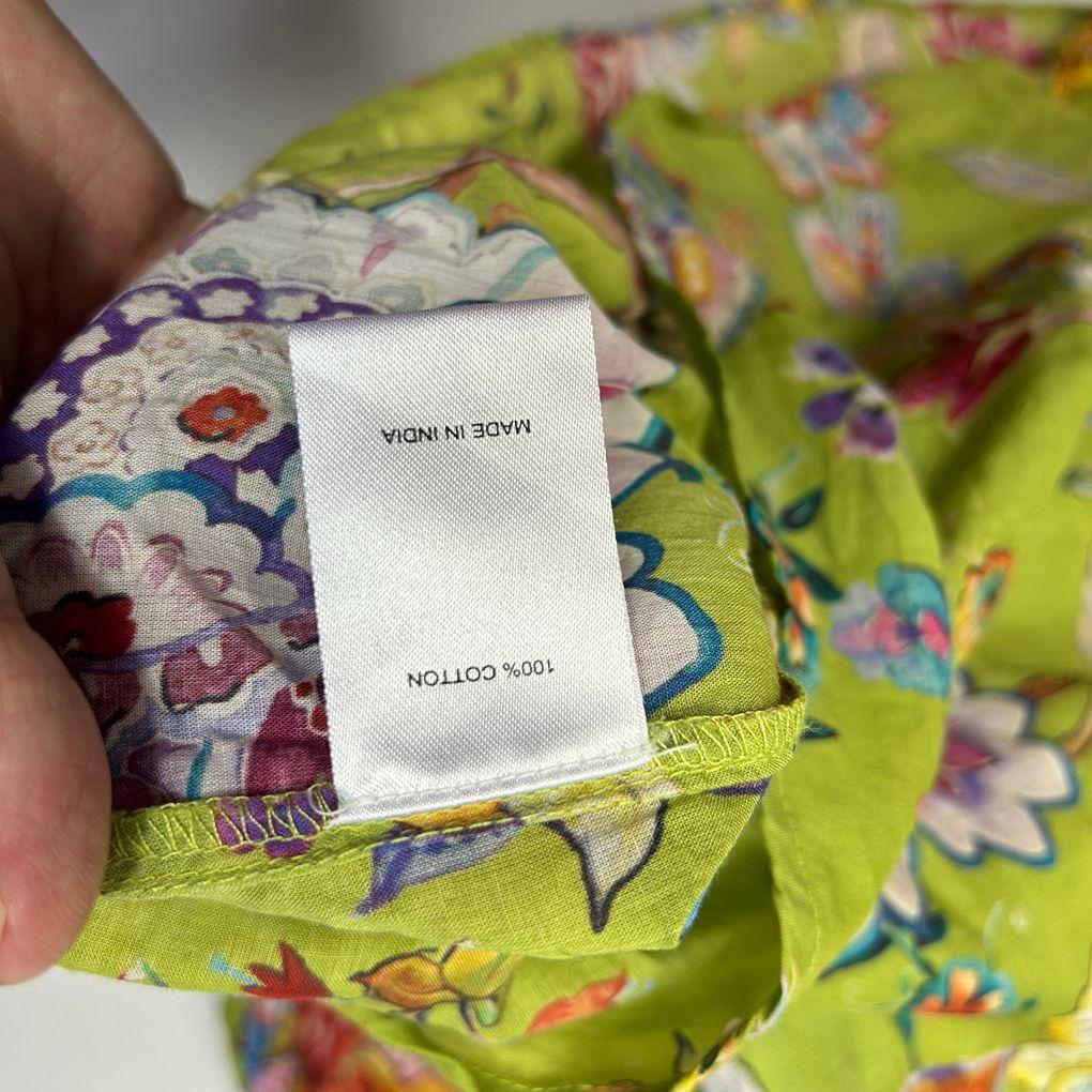 Green Floral Cotton Top - Size 14/16