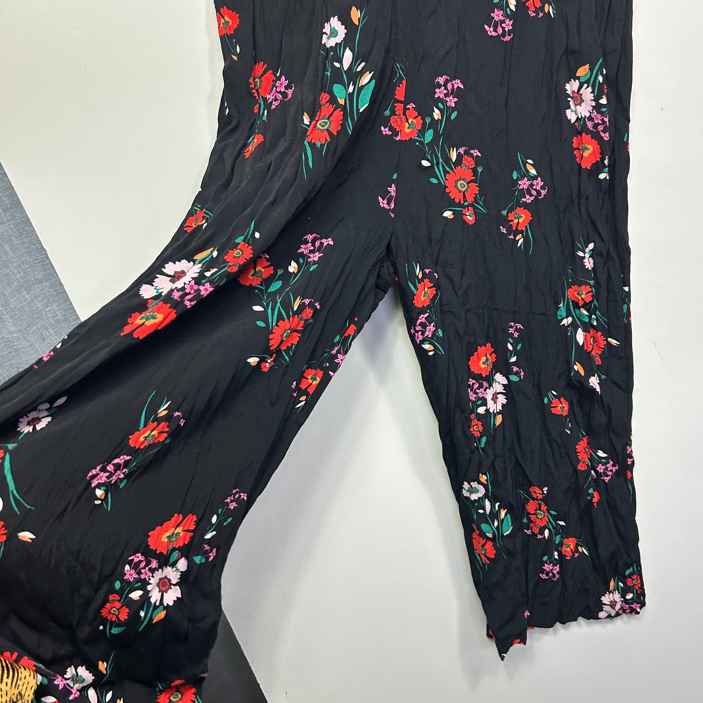 Jeanswest Black Floral Print Jumpsuit - Size 14