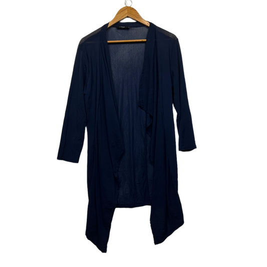 Flower Duster Jacket Top Size 14 Navy Long Sleeve