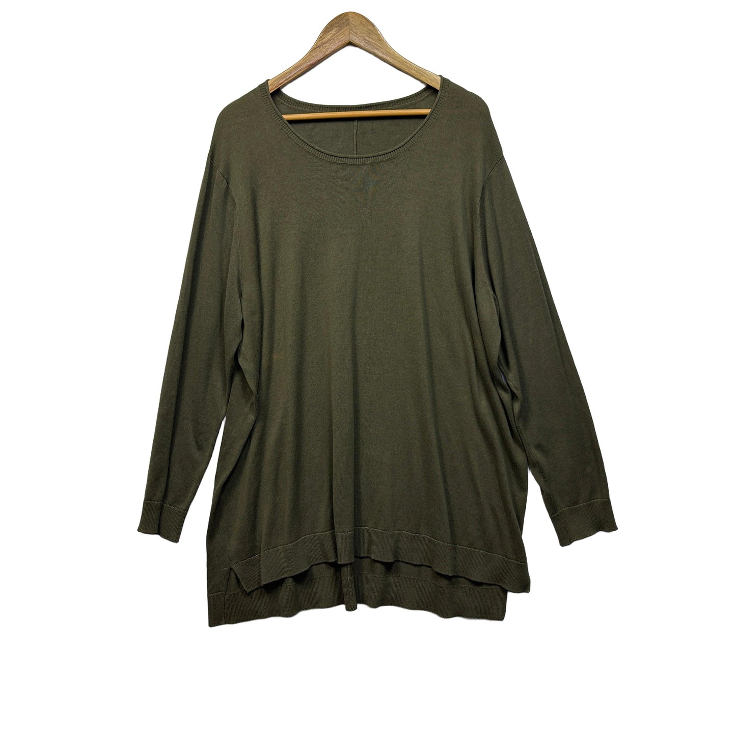 Khaki Cotton Knit Tunic Top - Size 22+