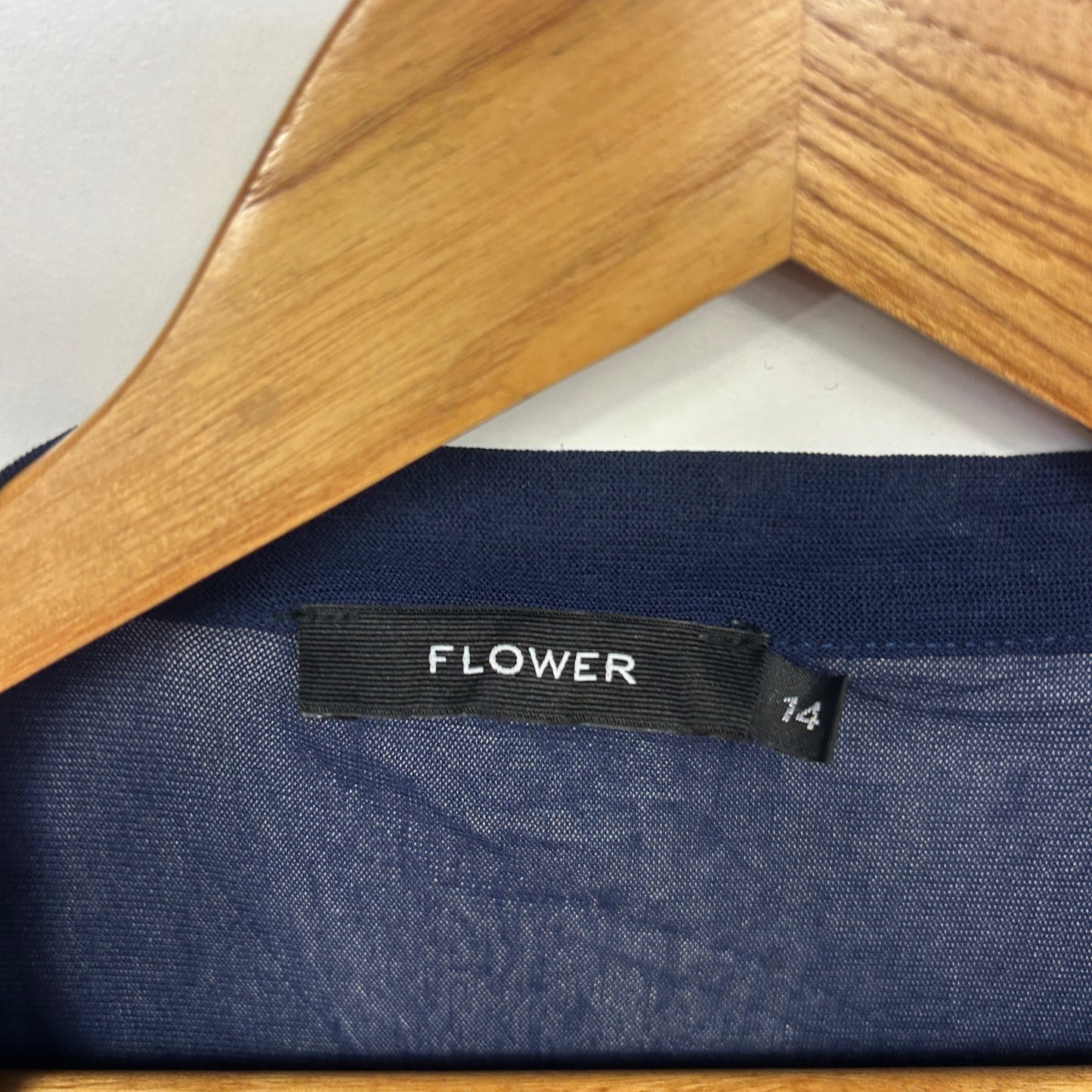 Flower Duster Jacket Top Size 14 Navy Long Sleeve