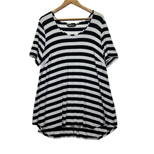 Taking Shape Tunic Top Size 16 Small Plus Black White Striped Bamboo