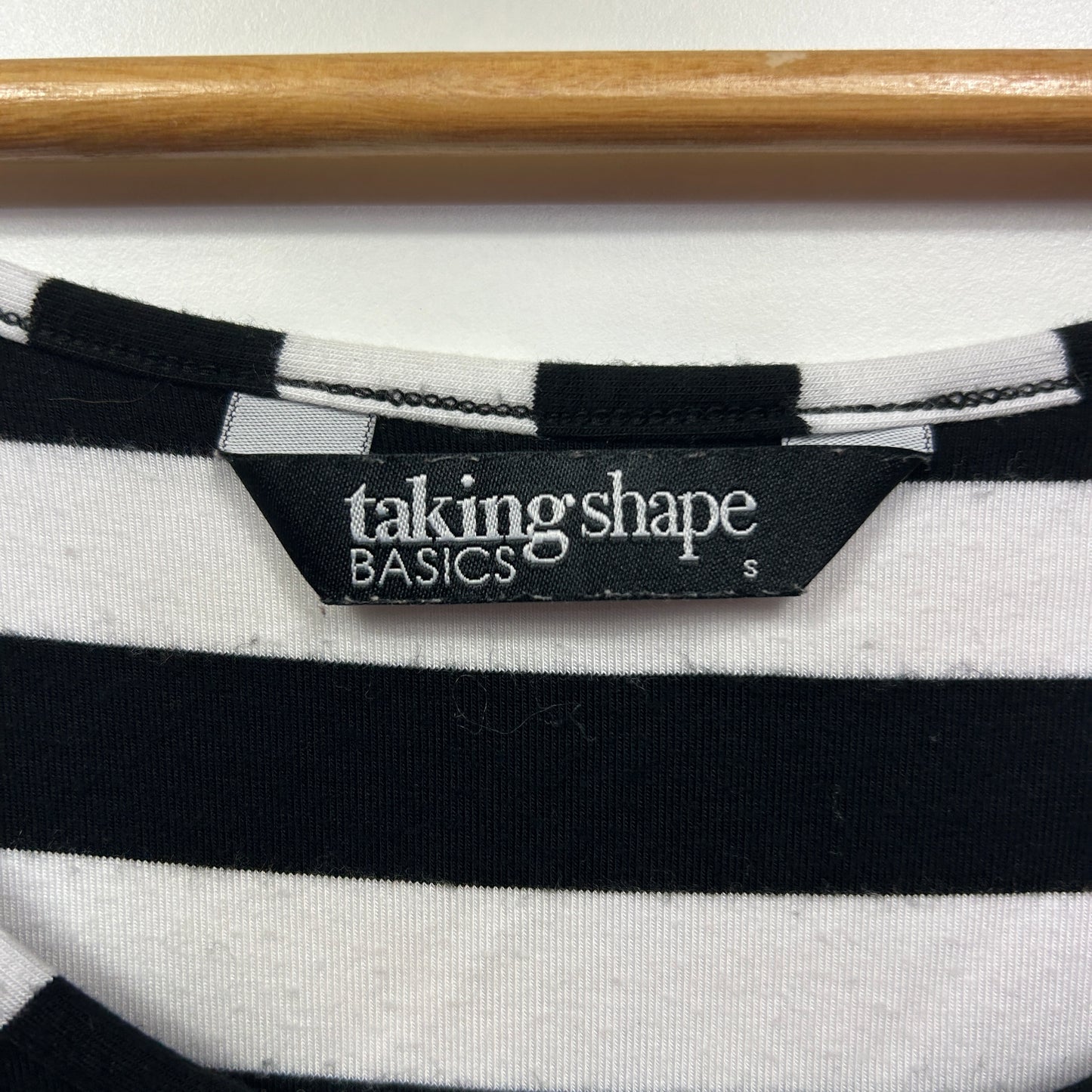 Taking Shape Tunic Top Size 16 Small Plus Black White Striped Bamboo