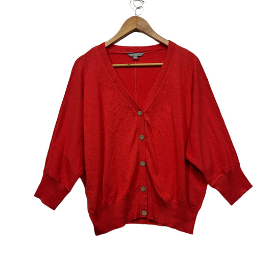 Suzanne Grae Knit Top Cardigan Size Large 14 Red 3/4 Sleeve