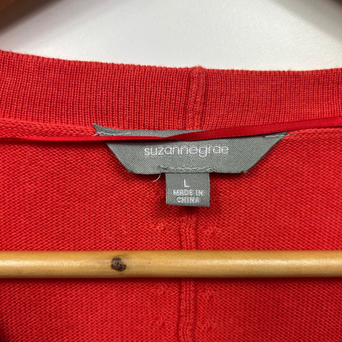 Suzanne Grae Knit Top Cardigan Size Large 14 Red 3/4 Sleeve