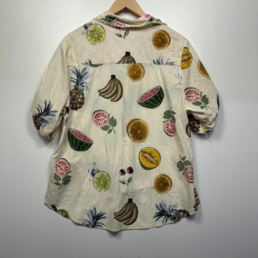 Palm Cove Cotton Fruit Print Shirt - Size M