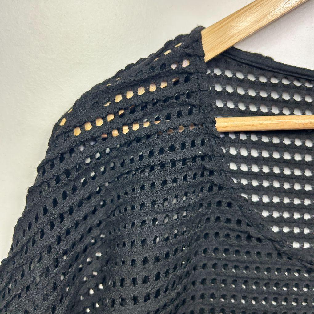 Estelle Black Sheer Crochet Top - Size 20