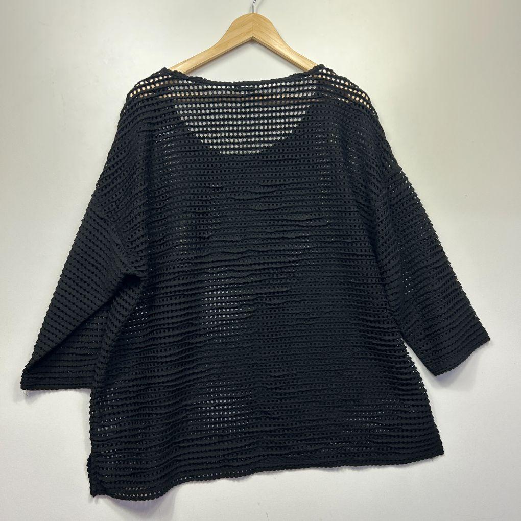 Estelle Black Sheer Crochet Top - Size 20