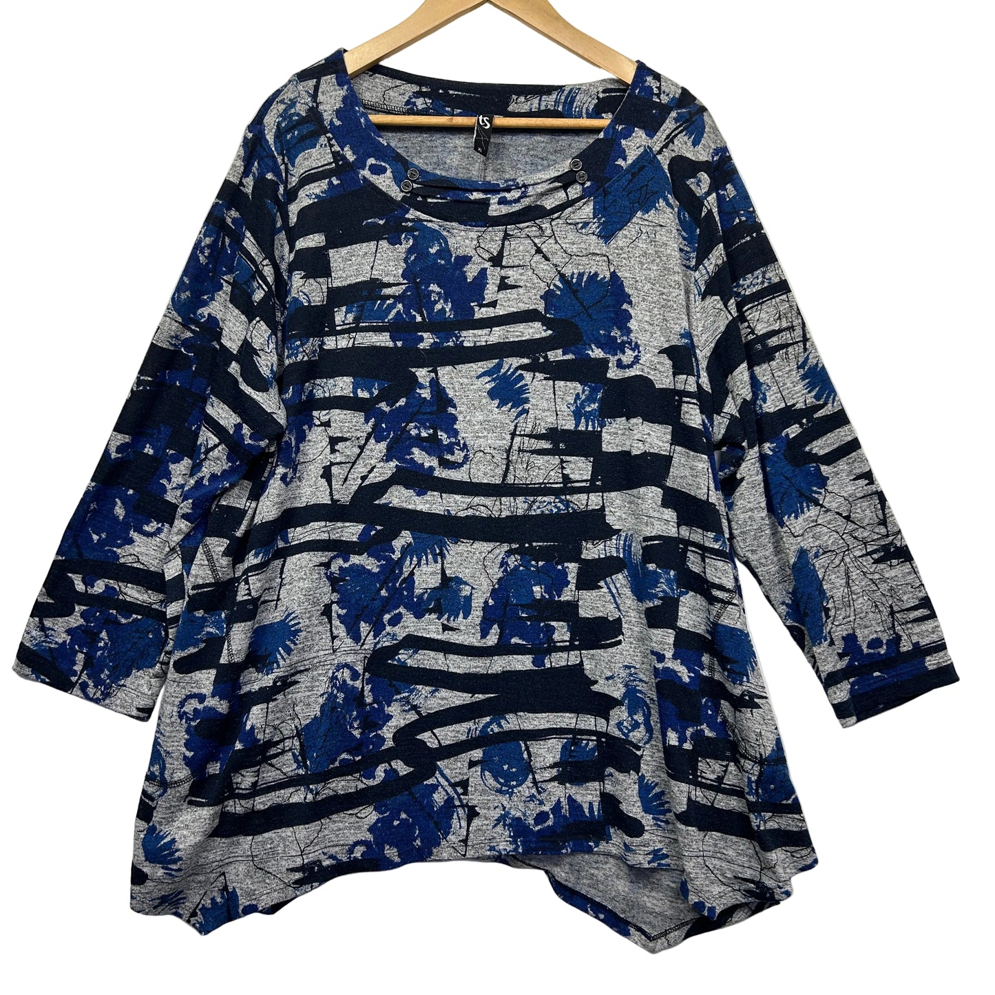 Taking Shape Blue Abstract Print Top - Size 22/XL